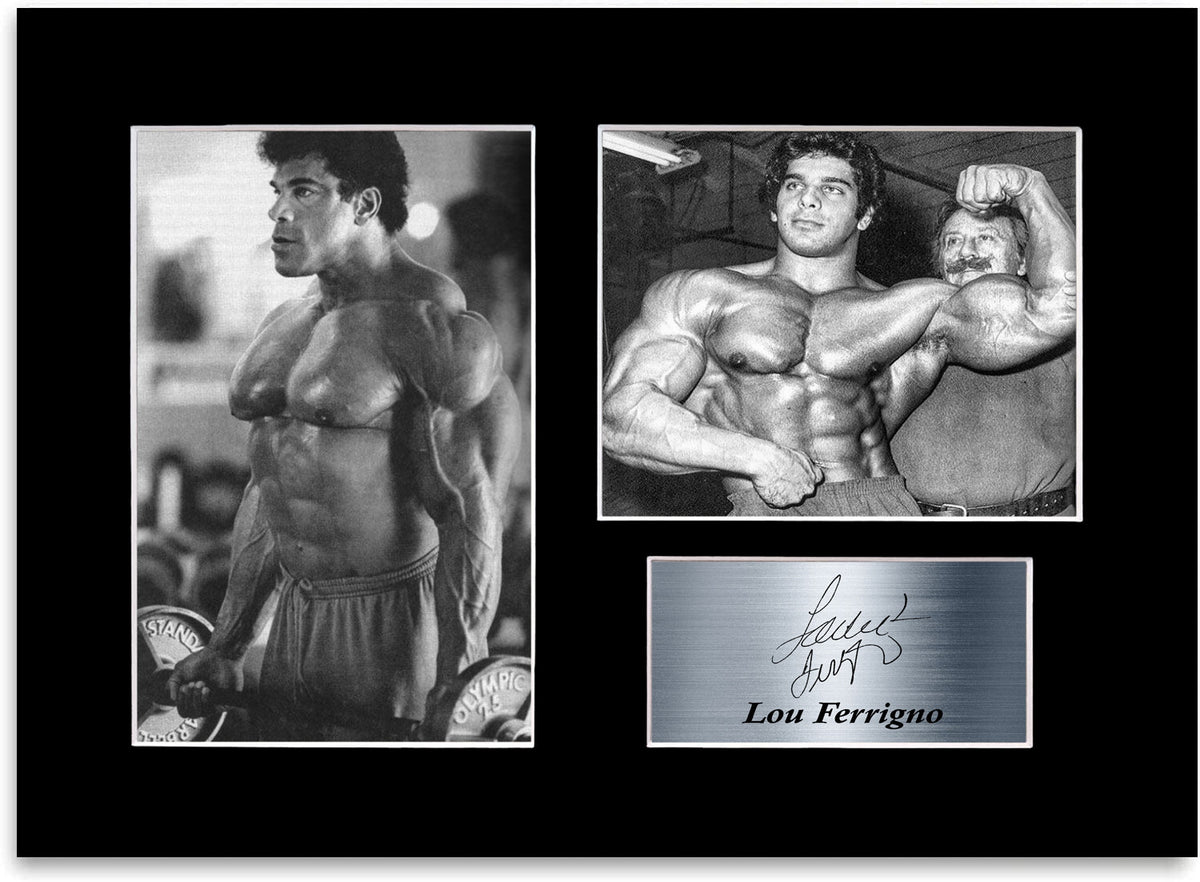 Lou Ferrigno Signed Photo Display Mount A4 Bodybuilding Gym Poster
