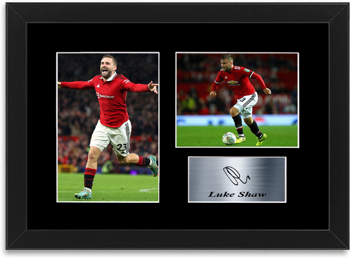 Luke Shaw Man United Player Printed Signed Photo Display Mount A4 Framed Poster