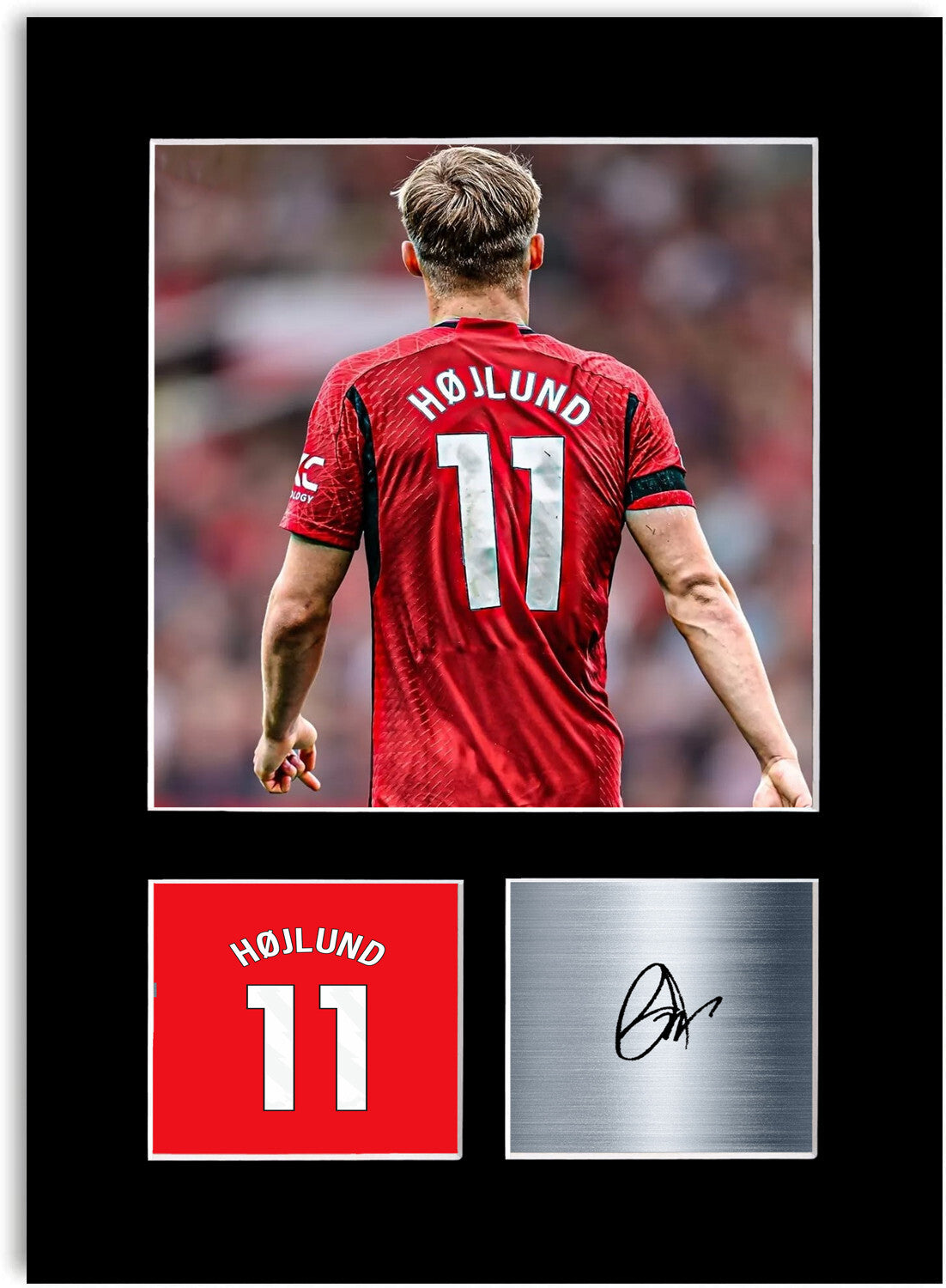 Rasmus Hojlund Man United Player mounted display by LJW Prints
