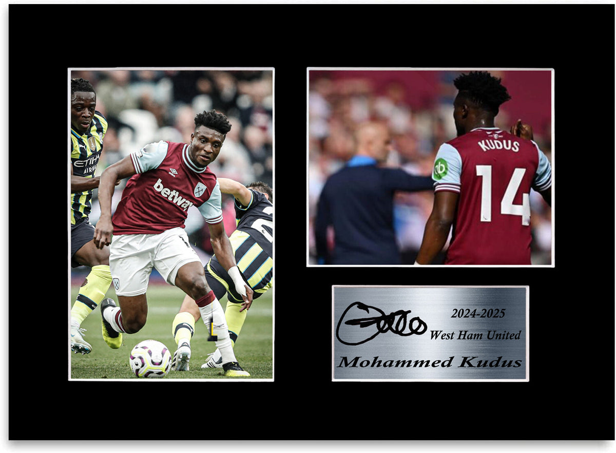 Mohammed Kudus West Ham Player mounted display by LJW Prints