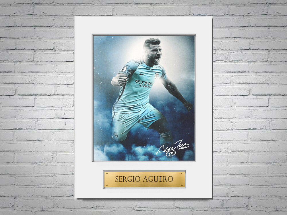 Sergio Aguero A4 Printed Signed Autograph Photo Display Mount Gift