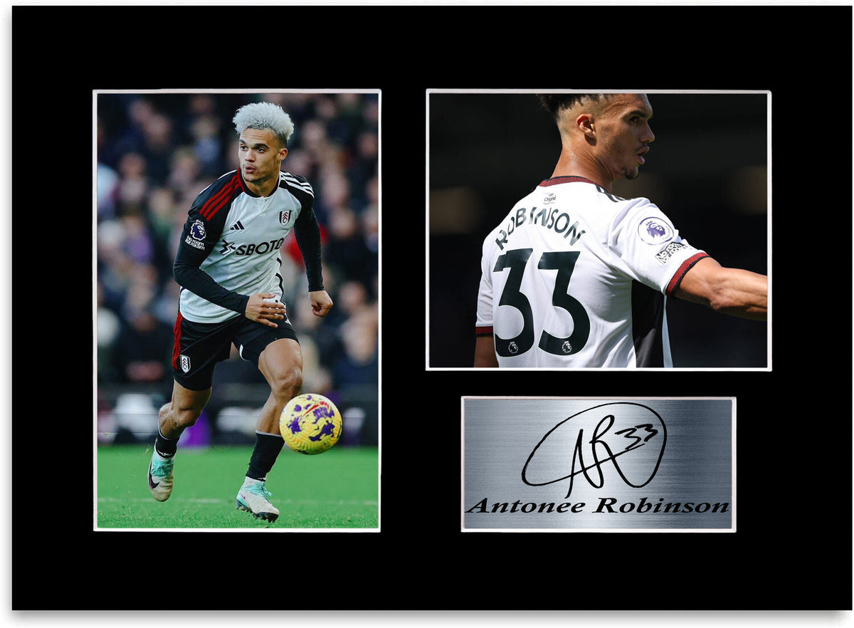 Antonee Robinson Fulham Player framed print by LJW Prints