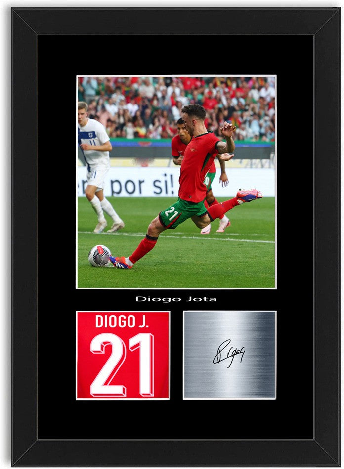 Diogo Jota Portugal Football Player Poster Signed Print Photo A4 Wall Art Framed