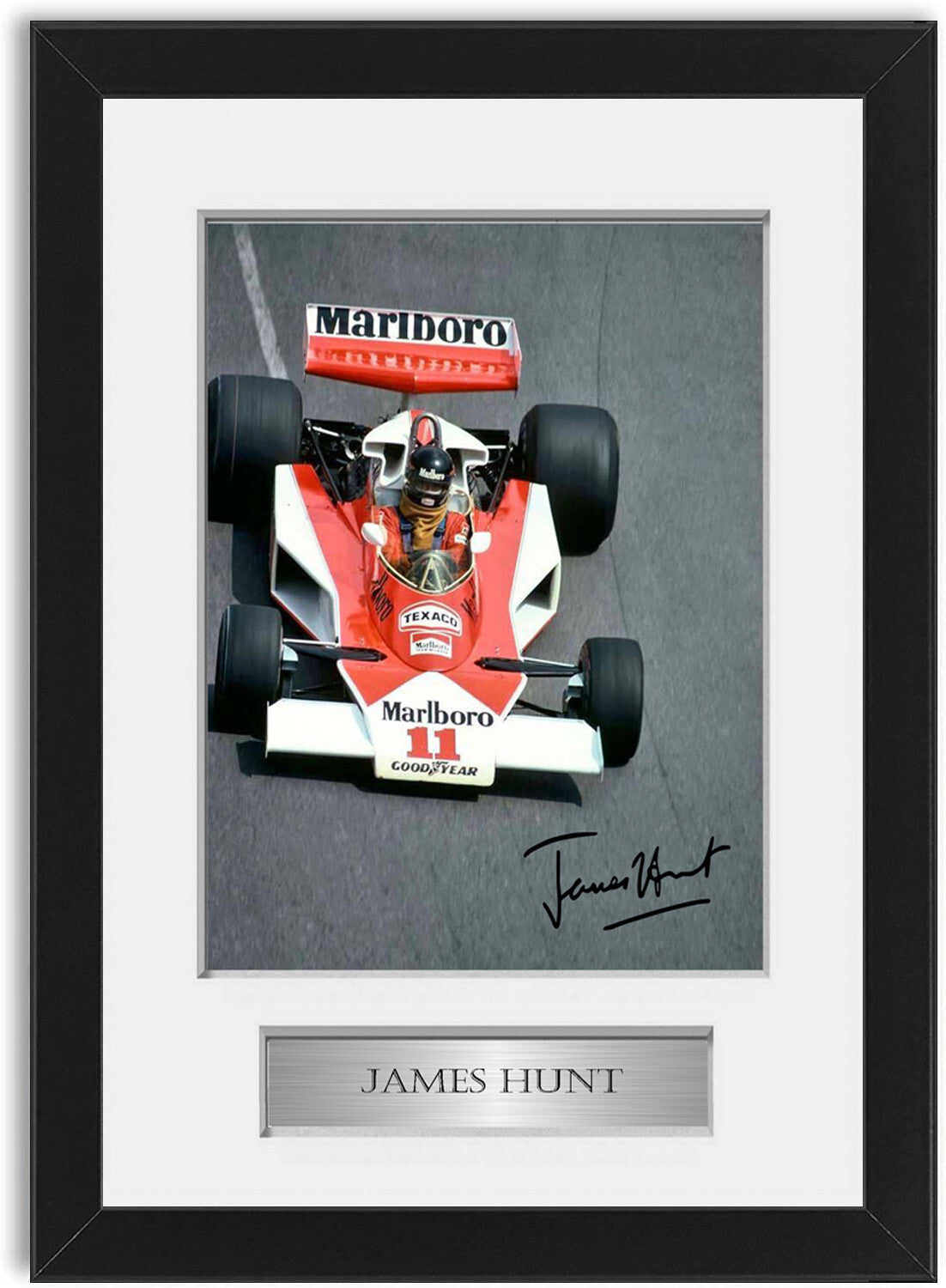James Hunt F1 Champion Signed Photo Display Mount A4 Framed