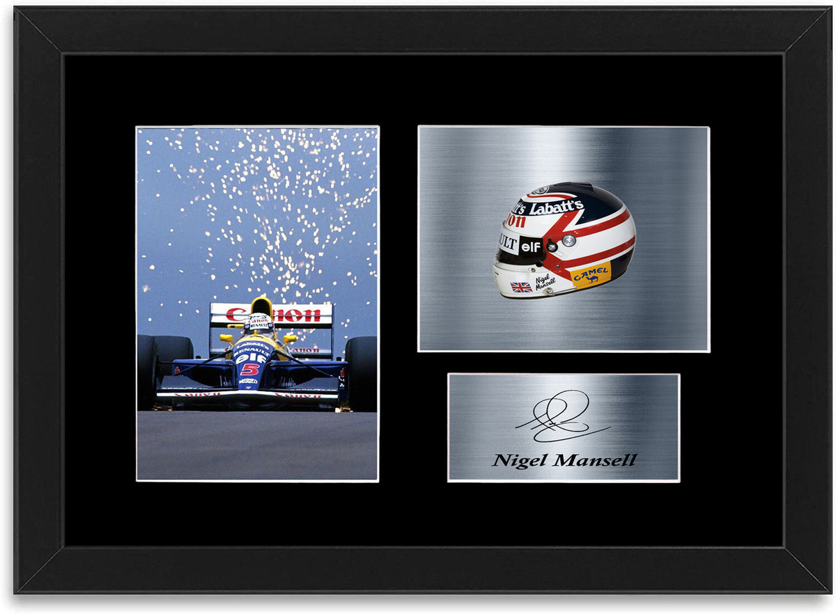 Nigel Mansell Signed F1 World Champion Photo Display Mount Poster A4 Framed