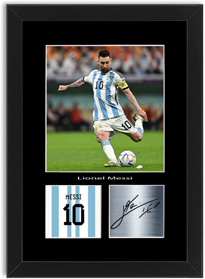 Lionel Messi Argentina Football Poster Signed Print Photo A4 Wall Art Framed