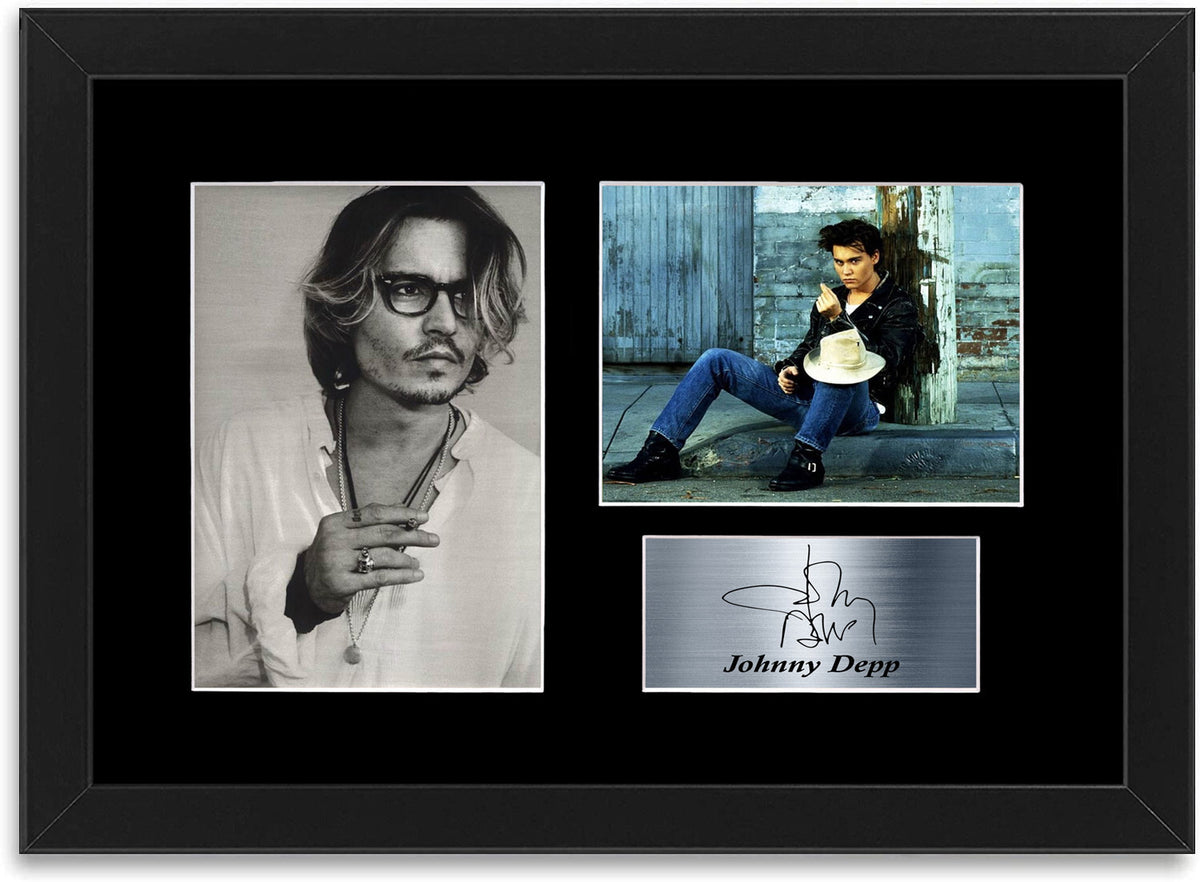 Johnny Depp Printed Signed Autograph Photo Display Mount Gift Poster A4 Framed