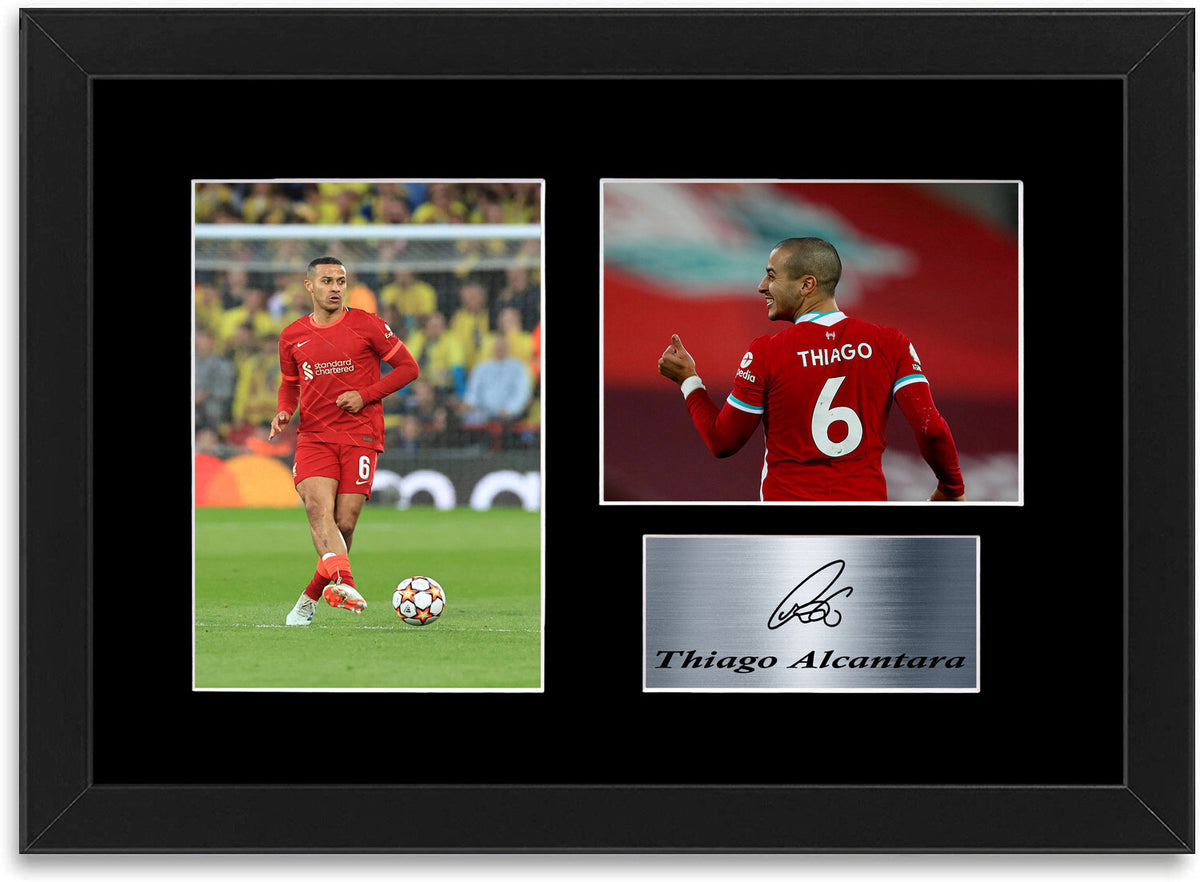 Thiago Alcantara Liverpool Player Poster Signed Photo Display Mount A4 Framed