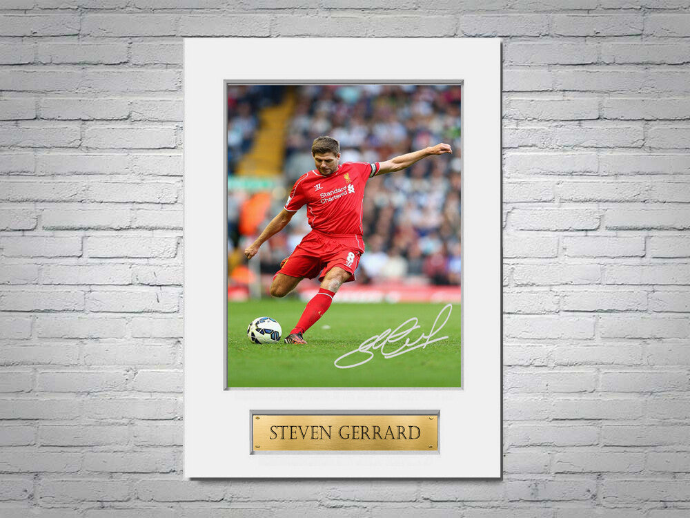 Steven Gerrard Liverpool FC A4 Printed Signed Autograph Photo Display Mount Gift