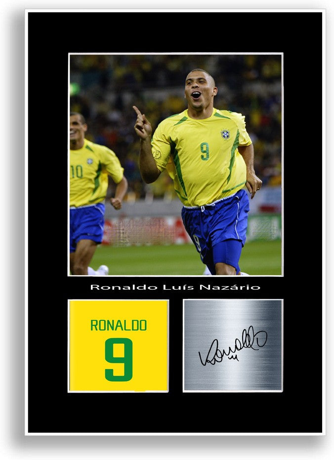 Ronaldo Brazil Football Player Poster Signed Print Photo A4 Wall Art Gift Idea
