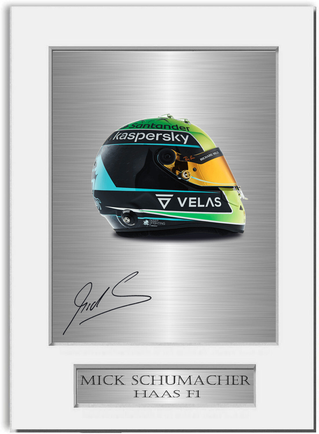 Mick Schumacher Haas F1 Driver Helmet 2022 Signed Photo Display Mount A4