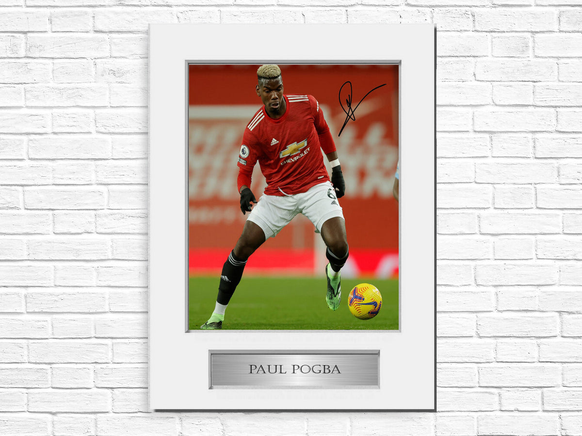 Paul Pogba Manchester United A4 Printed Signed Photo Display Mount Gift