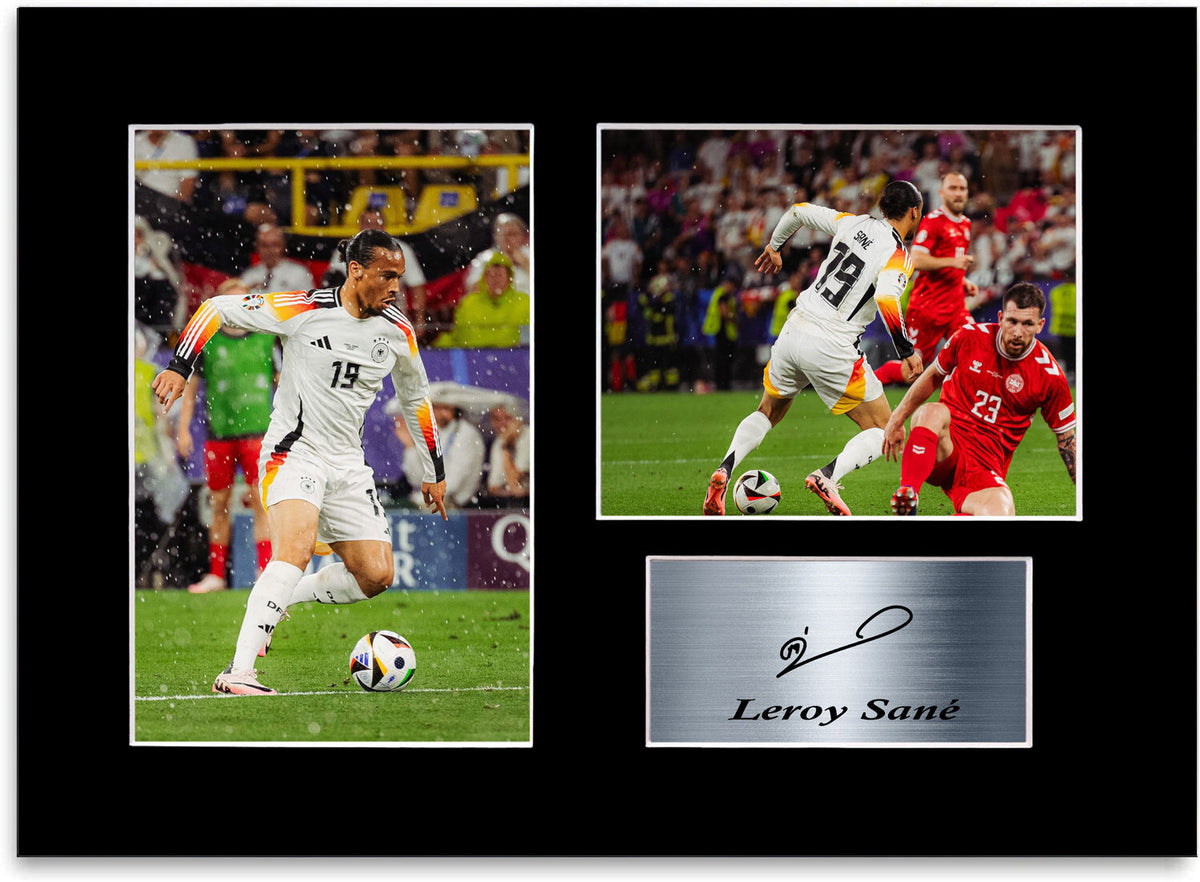 Leroy Sane Germany Euro 2024 Football Player mounted display by LJW Prints