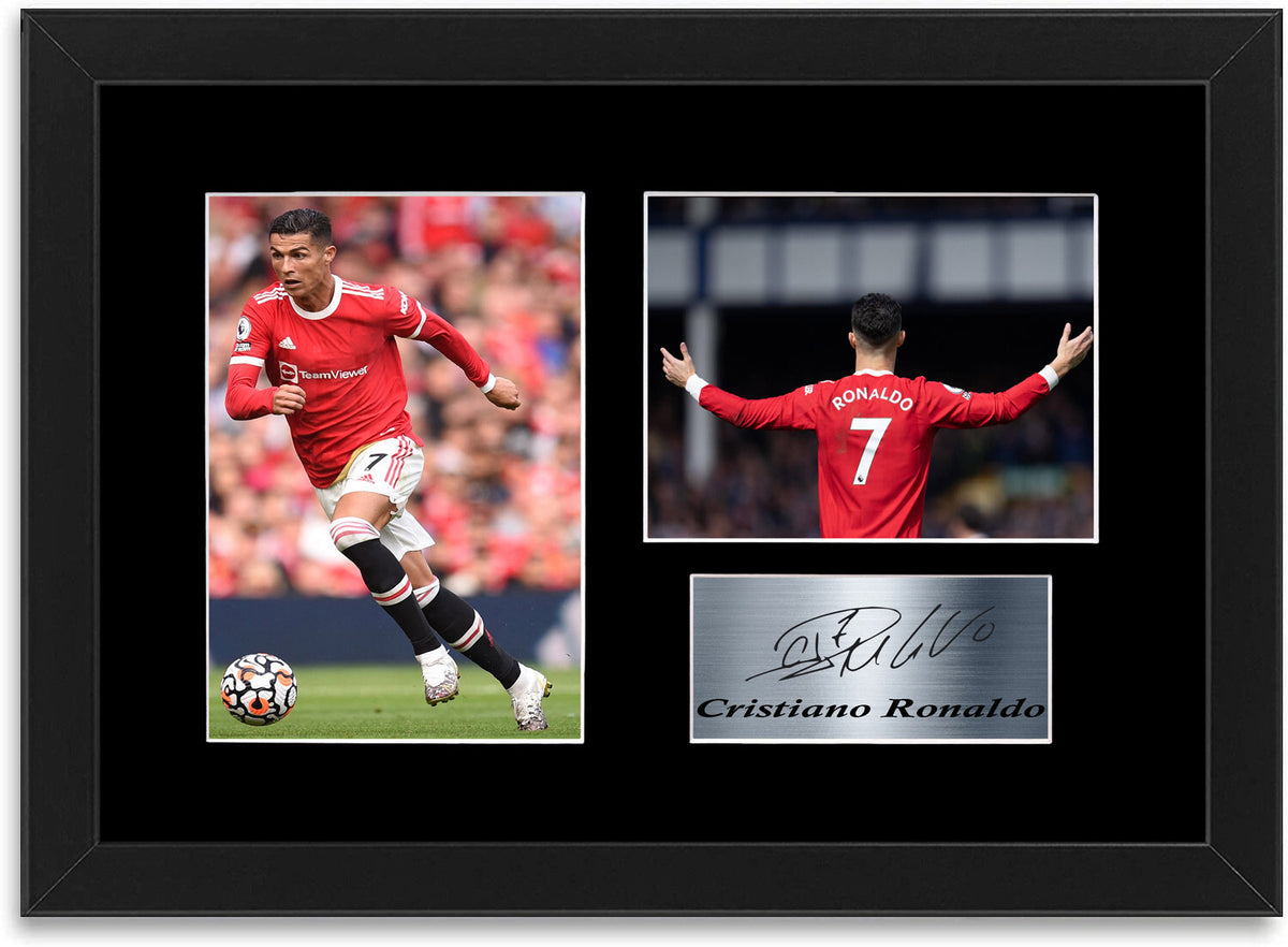 Cristiano Ronaldo Man United Player Printed Signed Photo Display Mount A4 Framed