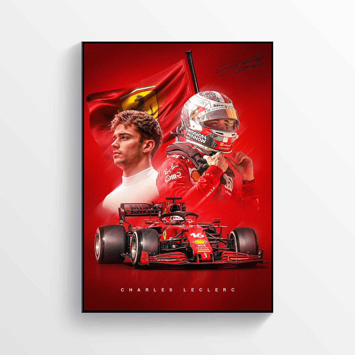 Charles Leclerc Ferrari F1 Driver unframed poster by LJW Prints