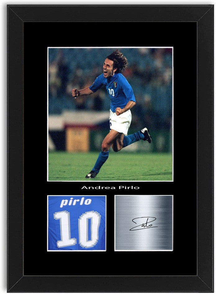 Andrea Pirlo Italy Football Player Poster Signed Print Photo A4 Wall Art Framed