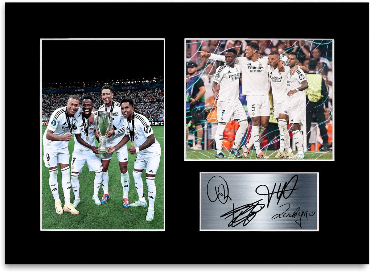 Bellingham Mbappe Vini Rodrygo Real Madrid Players mounted display by LJW Prints