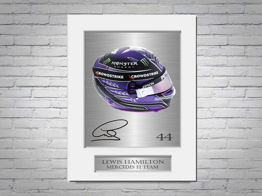 Lewis Hamilton Mercedes F1 Formula 1 2021 Helmet mounted display by LJW Prints