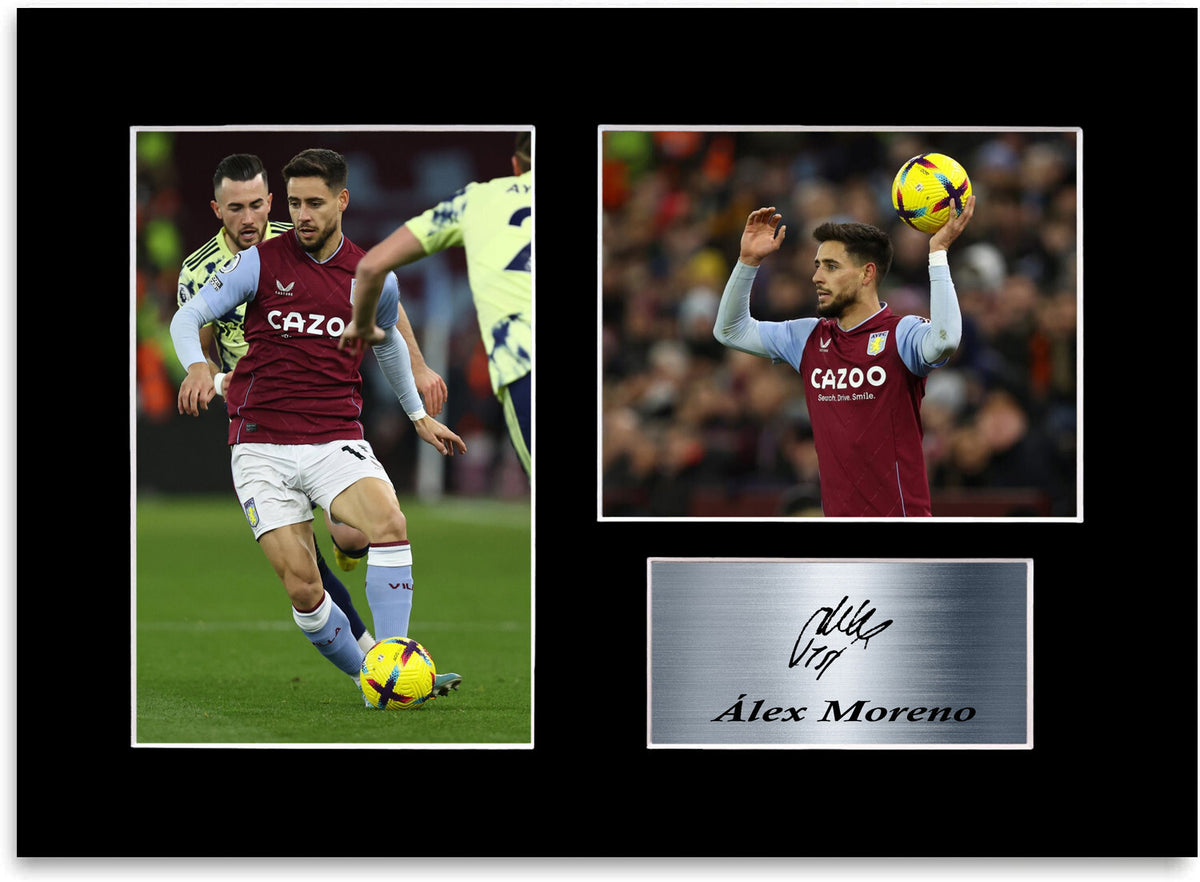 Alex Moreno Aston Villa Player mounted display by LJW Prints