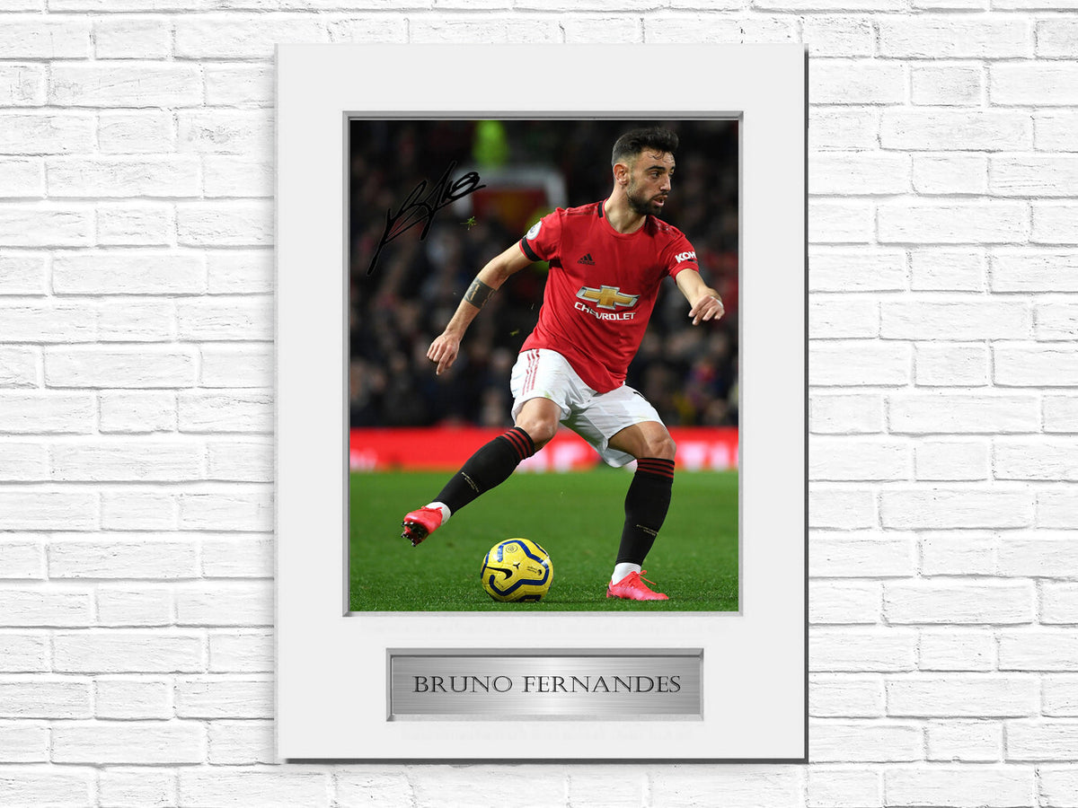 Bruno Fernandes Man United Player Signed Autograph Photo Display Mount Gift A4
