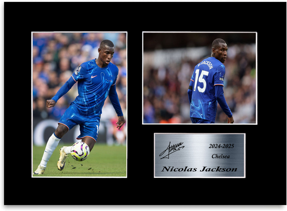 Nicolas Jackson Chelsea Player mounted display by LJW Prints