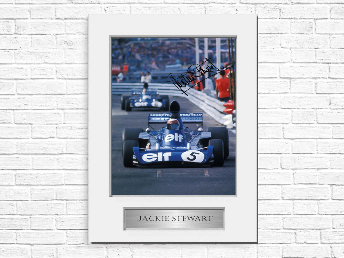 Jackie Stewart F1 Champion Signed Photo Display Mount A4 