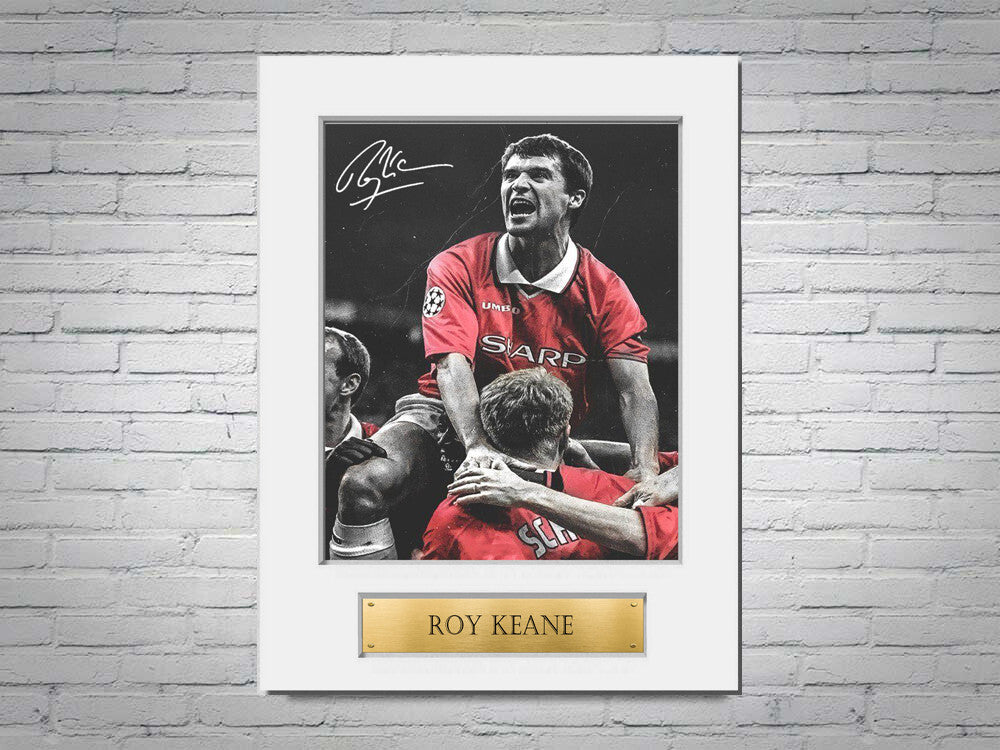 Roy Keane Manchester United A4 Printed Signed Autograph Photo Display Mount Gift