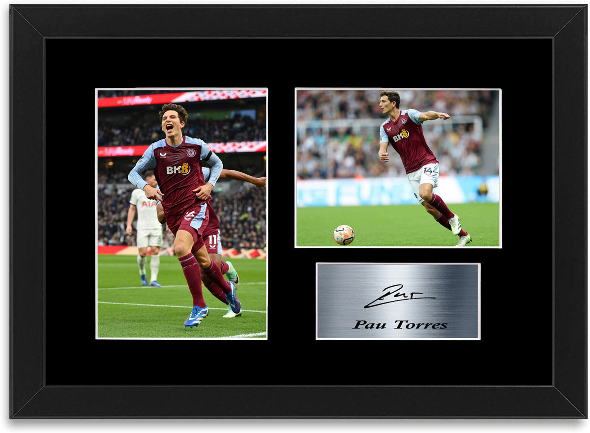 Pau Torres Aston Villa Player framed print by LJW Prints