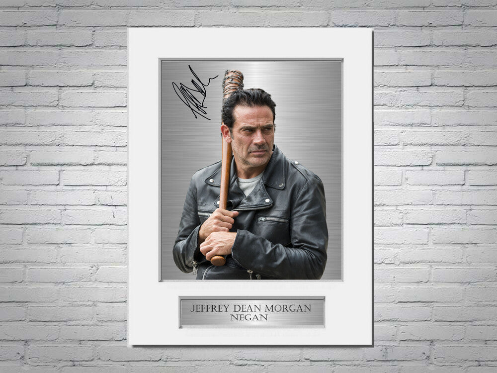 Jeffrey Dean Morgan Signed Photo Display Mount A4 Negan Gift Poster