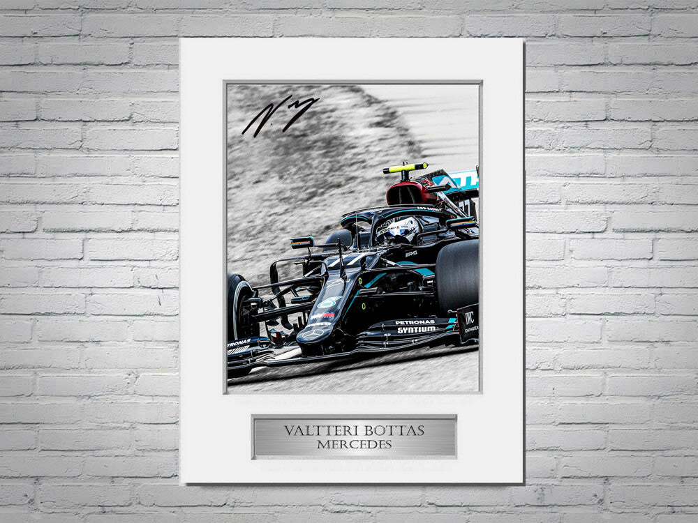 Valtteri Bottas Mercedes F1 Formula 1 Driver 2021 Signed Photo Display Mount A4 