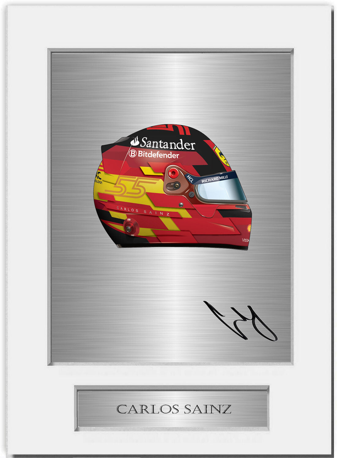 Carlos Sainz Ferrari F1 Driver 2024 Helmet mounted display by LJW Prints