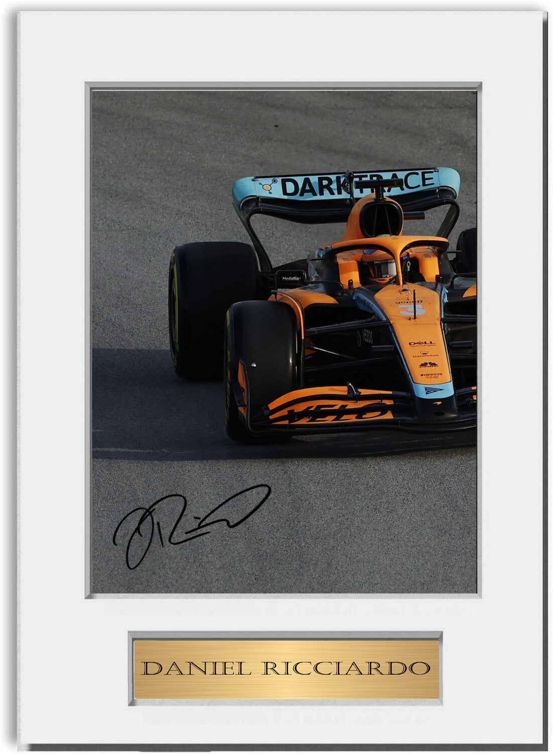 Daniel Ricciardo McLaren F1 Driver Formula 1 2022 mounted display by LJW Prints