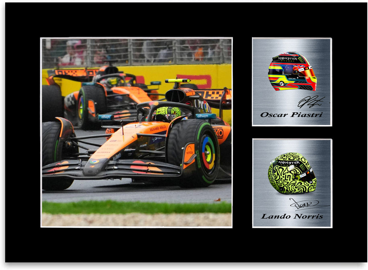 Lando Norris Oscar Piastri 2025 For F1 Fans mounted display by LJW Prints