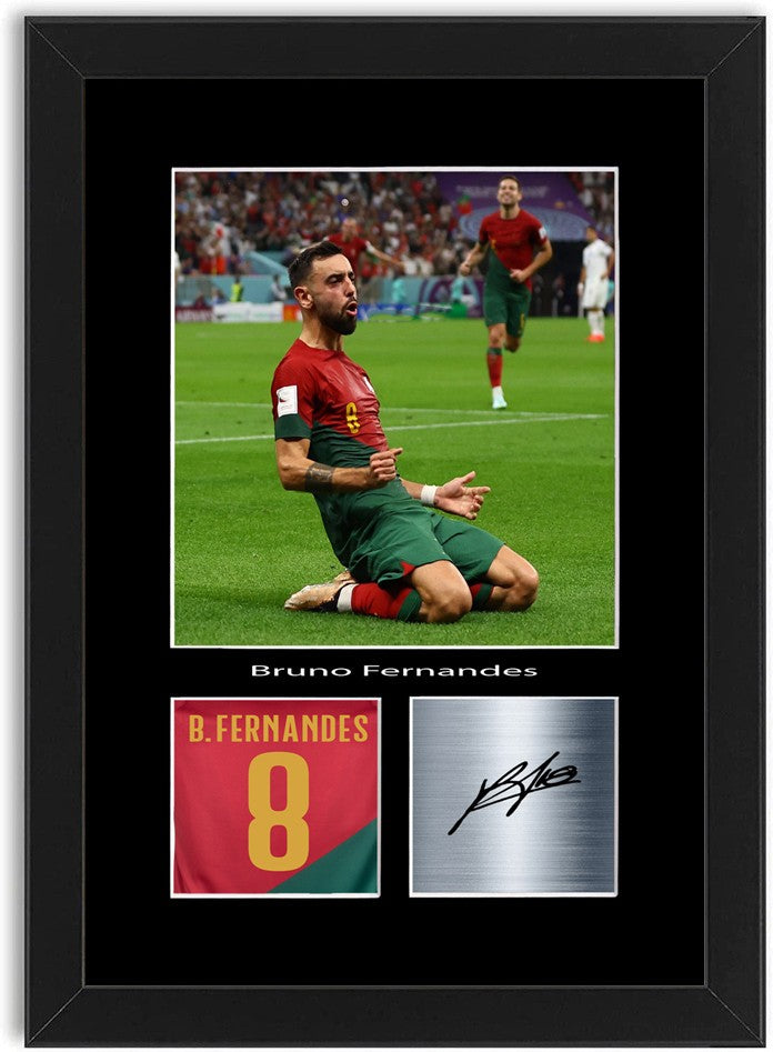Bruno Fernandes Football Player Poster Signed Print Photo A4 Wall Art Framed