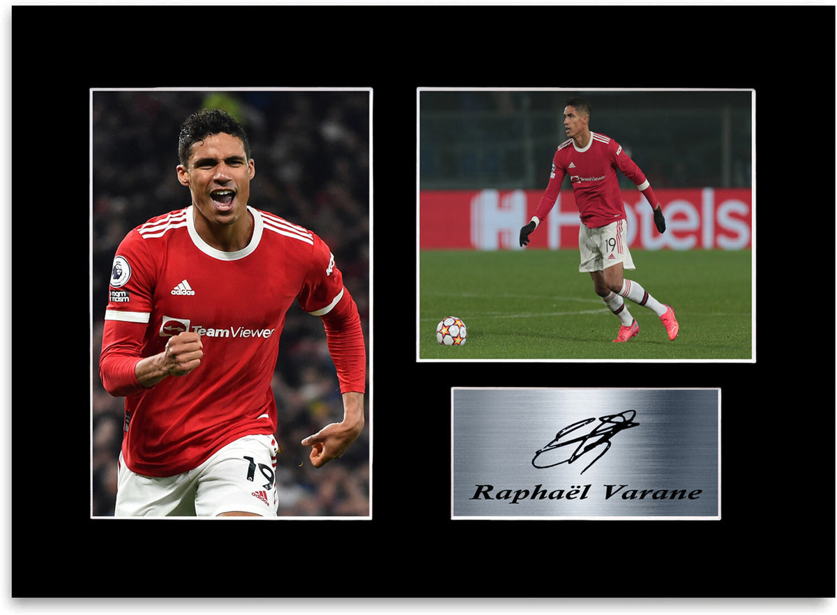 Raphael Varane Man United Player Printed Signed Photo Display Mount Gift A4