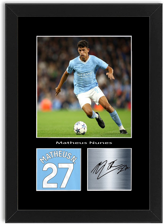 Matheus Nunes Football Player Poster Signed Print Photo A4 Wall Art Framed