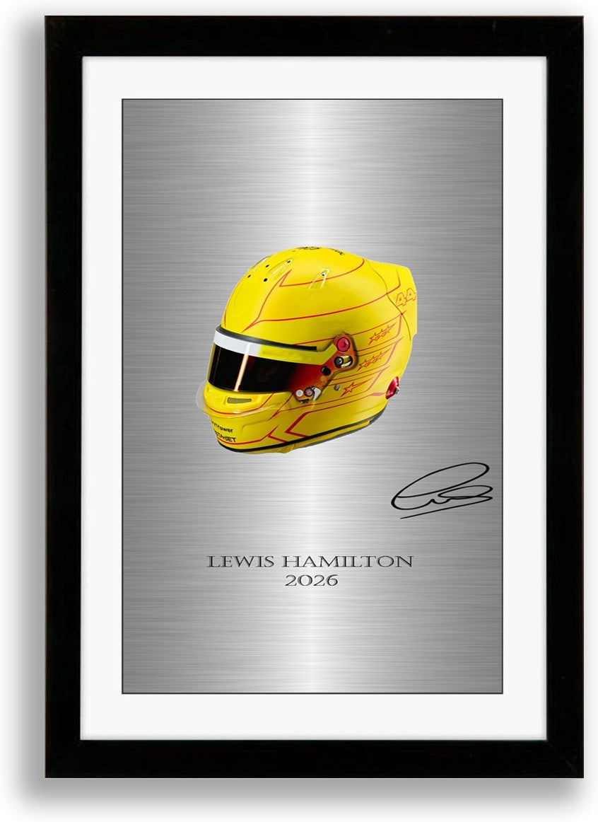 Lewis Hamilton 2026 Helmet Poster Framed Mount Signed Print Gift For F1 Fans