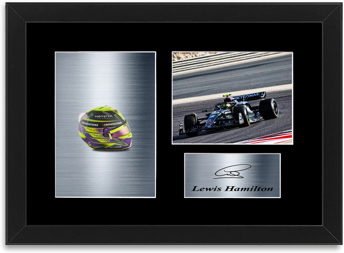 Lewis Hamilton Formula 1 Driver Car Helmet Signed Photo Display Mount A4 Framed