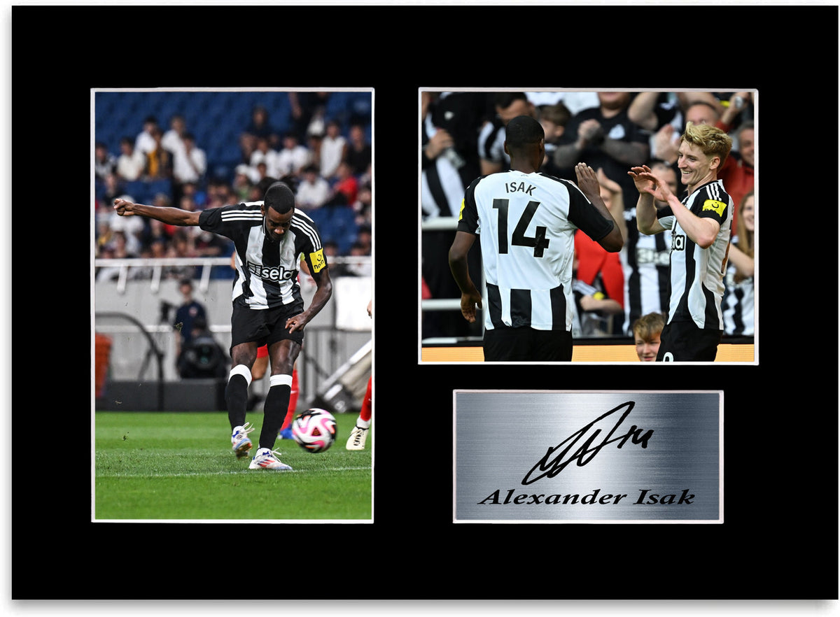 Alexander Isak Newcastle Football Player mounted display by LJW Prints