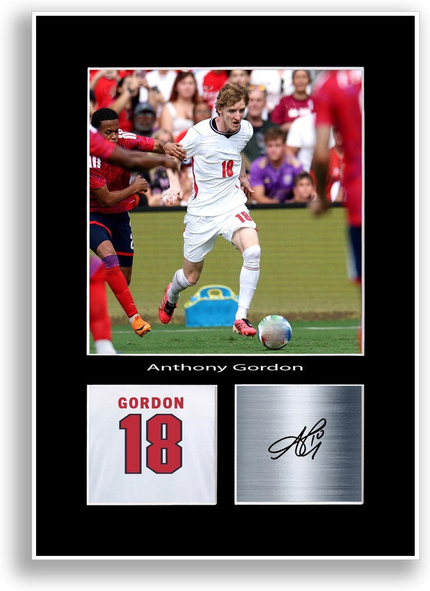 Anthony Gordon England 2026 Football Poster Signed Print Photo Wall Art