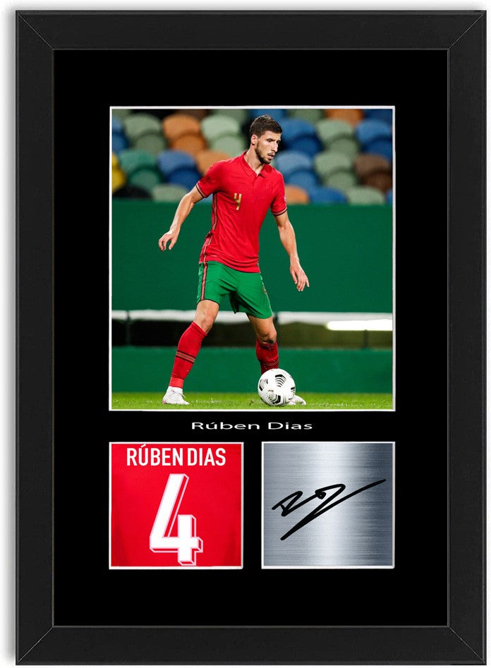 Ruben Dias Portugal Football Player Poster Signed Print Photo A4 Wall Art Framed