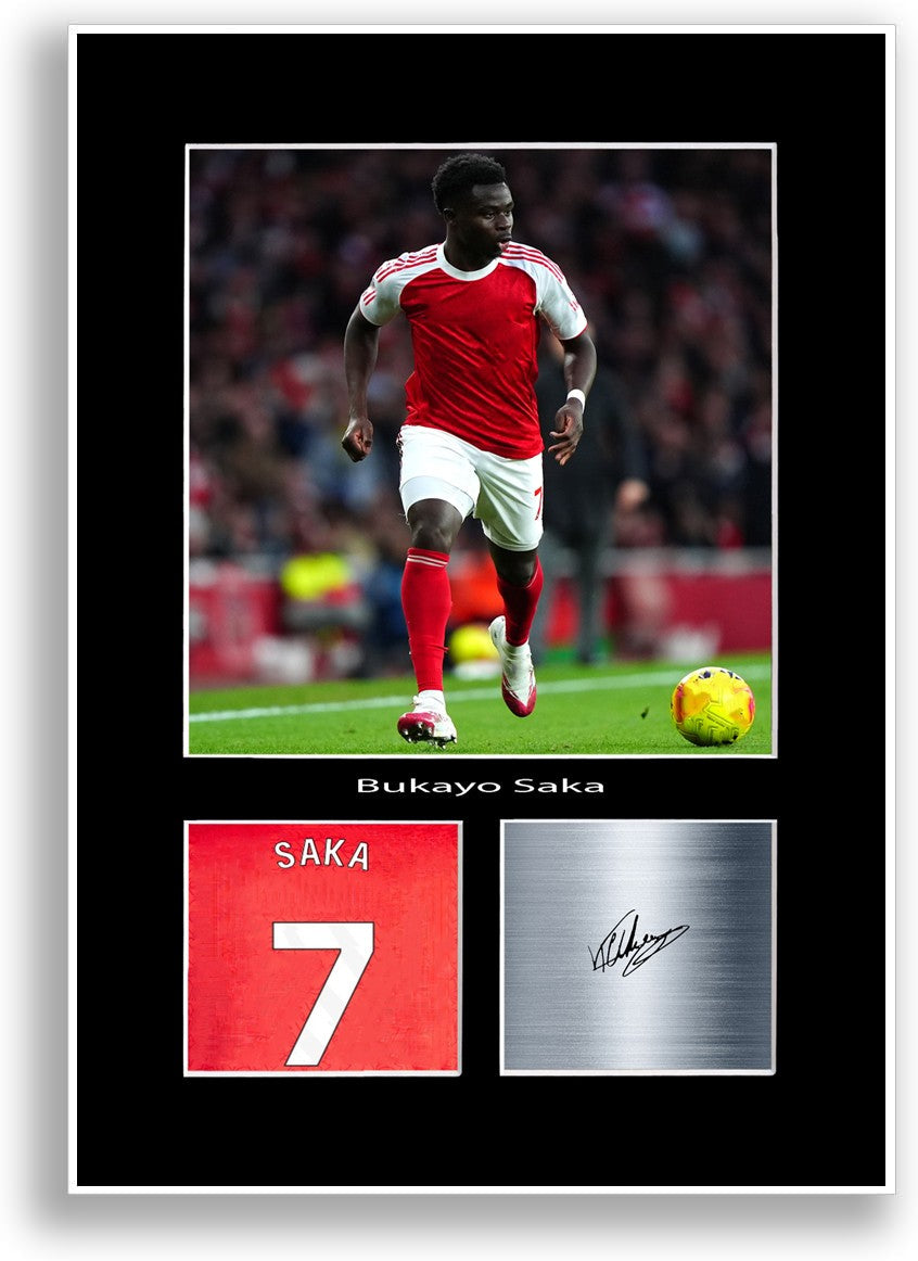 Bukayo Saka Football Player Poster Signed Print Photo A4 Wall Art Gift Idea