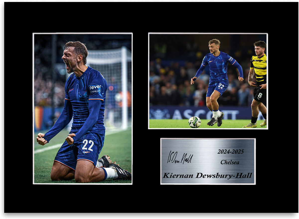 Kiernan Dewsbury Hall Chelsea Player mounted display by LJW Prints