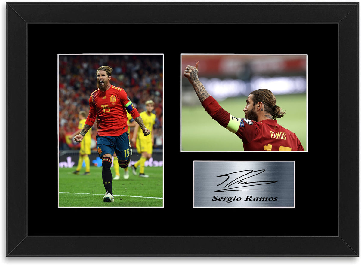 Sergio Ramos Spain Football Player A4 Printed Signed Photo Display Mount Framed