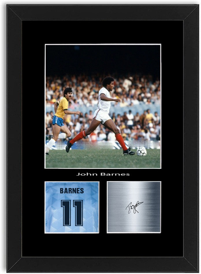 John Barnes England Football Poster Signed Print Photo A4 Wall Art Framed