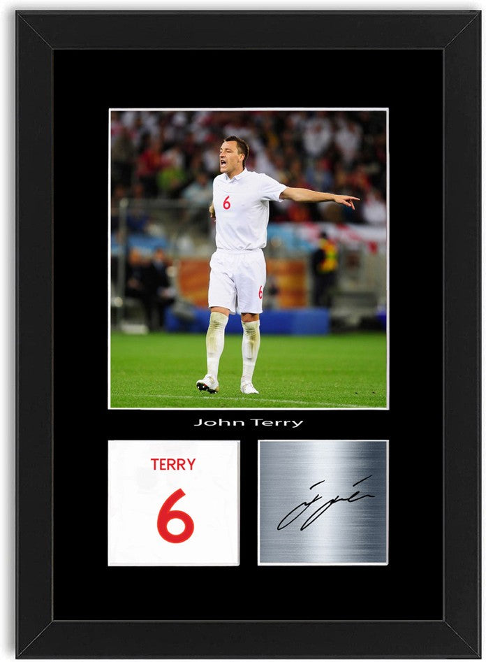 John Terry England Football Poster Signed Print Photo A4 Wall Art Framed
