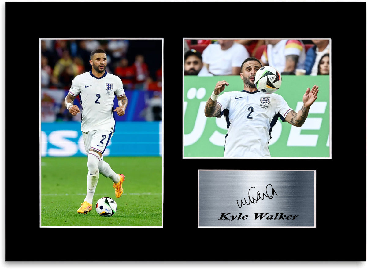 Kyle Walker England Euro 2024 Football Player mounted display by LJW Prints