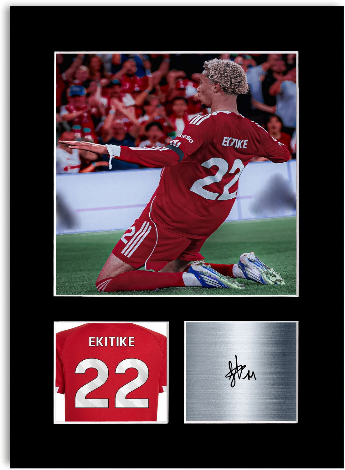 Hugo Ekitike Liverpool Player Poster Signed Photo Display Mount Print Gift 2025