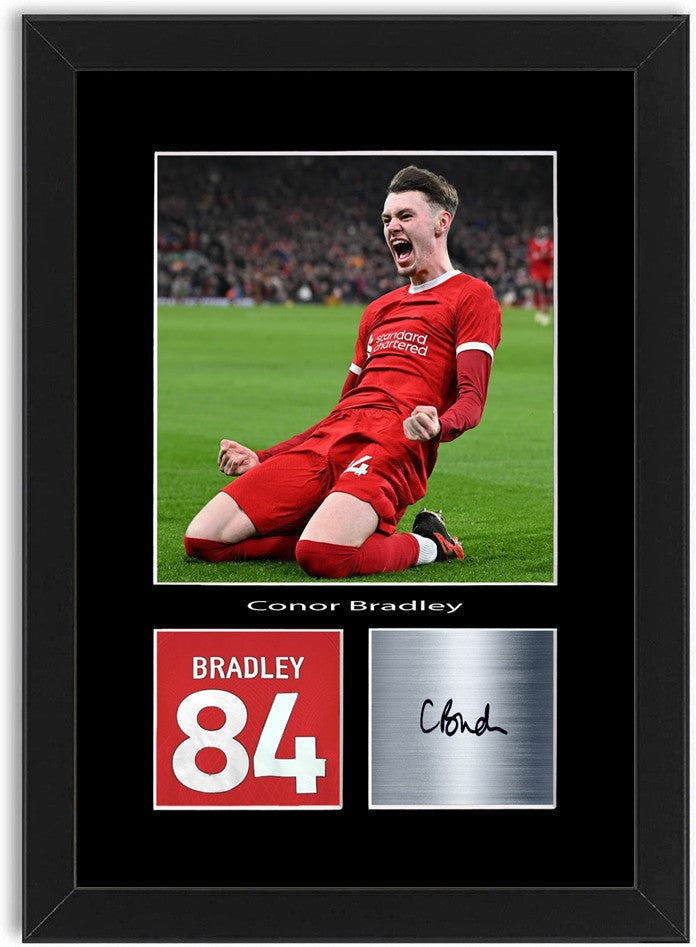 Conor Bradley Football Player Poster Signed Print Photo A4 Wall Art Framed