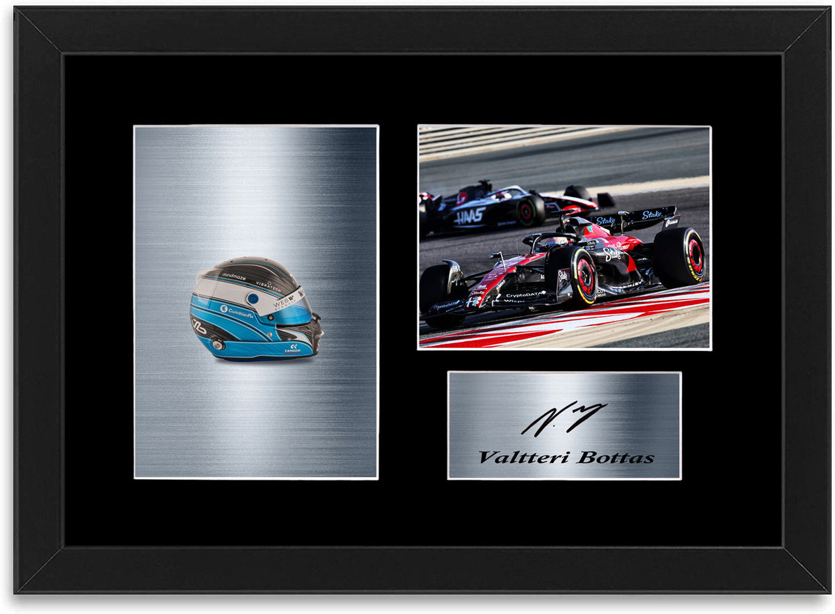 Valtteri Bottas Formula 1 2023 Car Helmet framed print by LJW Prints